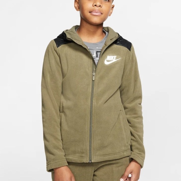 Nike SPORTSWEAR WINTERIZED FULL-ZIP HOODIE Youth Green & Black Size Large - Picture 1 of 14